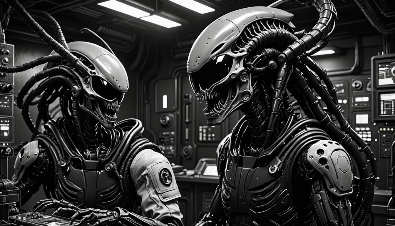 Cyberpunk Horror: Alien Face Huggers in Science Lab