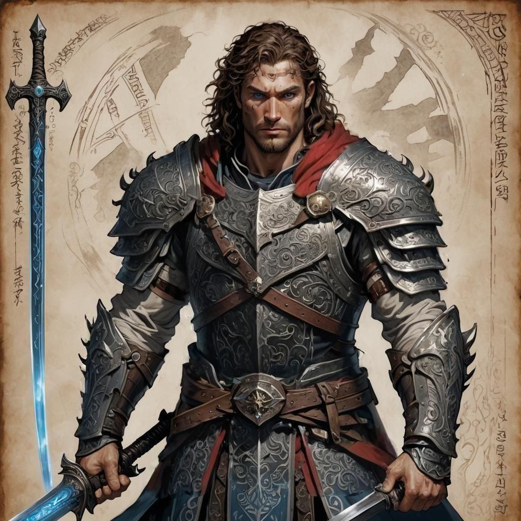 Fantasy Paladin in Black Armor with Greatsword