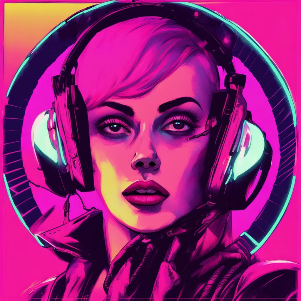 N from Murder Drones in Synthwave Neon Style
