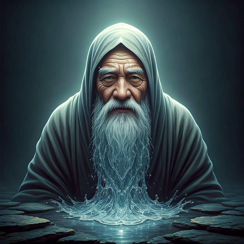 Water Beard Sage in Magical Realism Style