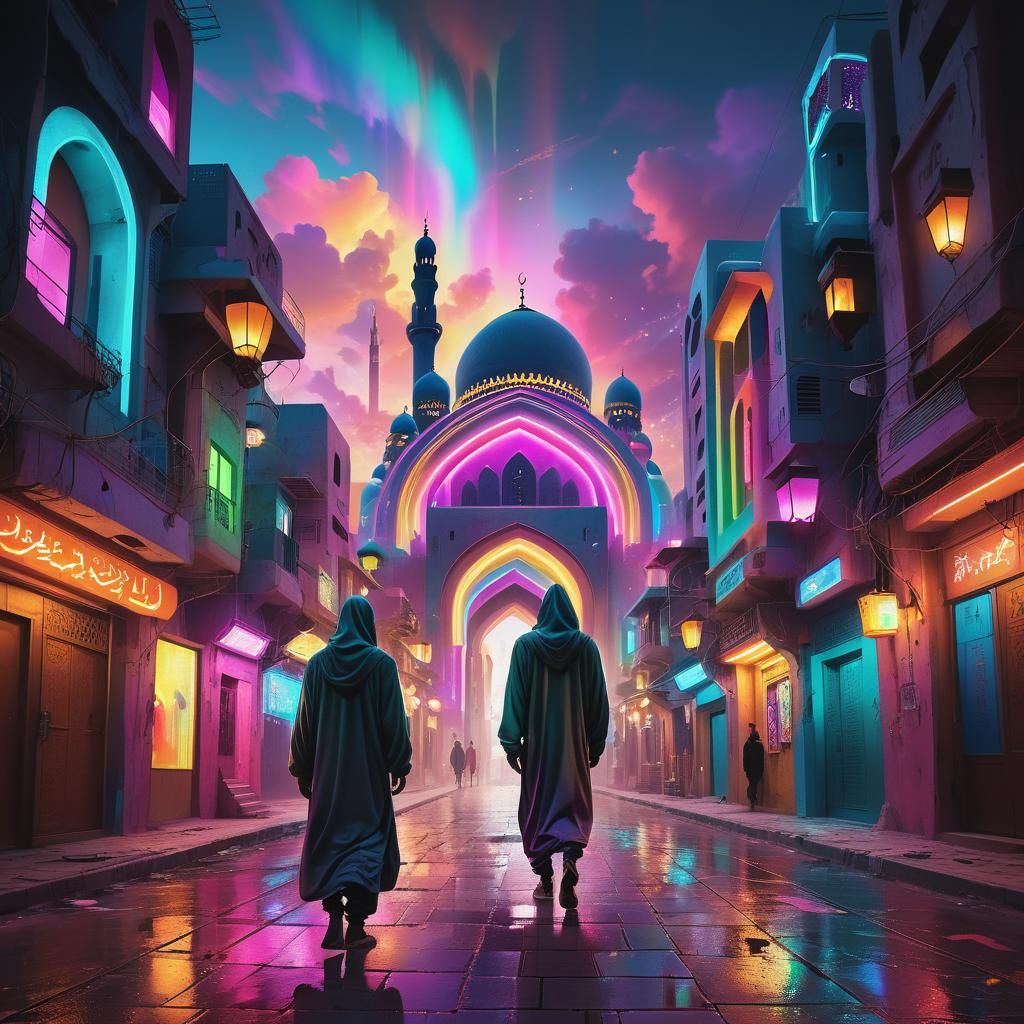 Arabian City Street At Night
