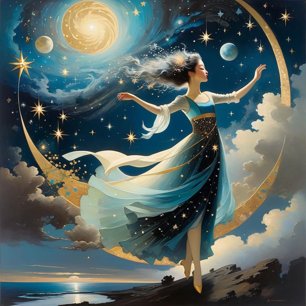 Cosmic Dancer in an Impasto Style