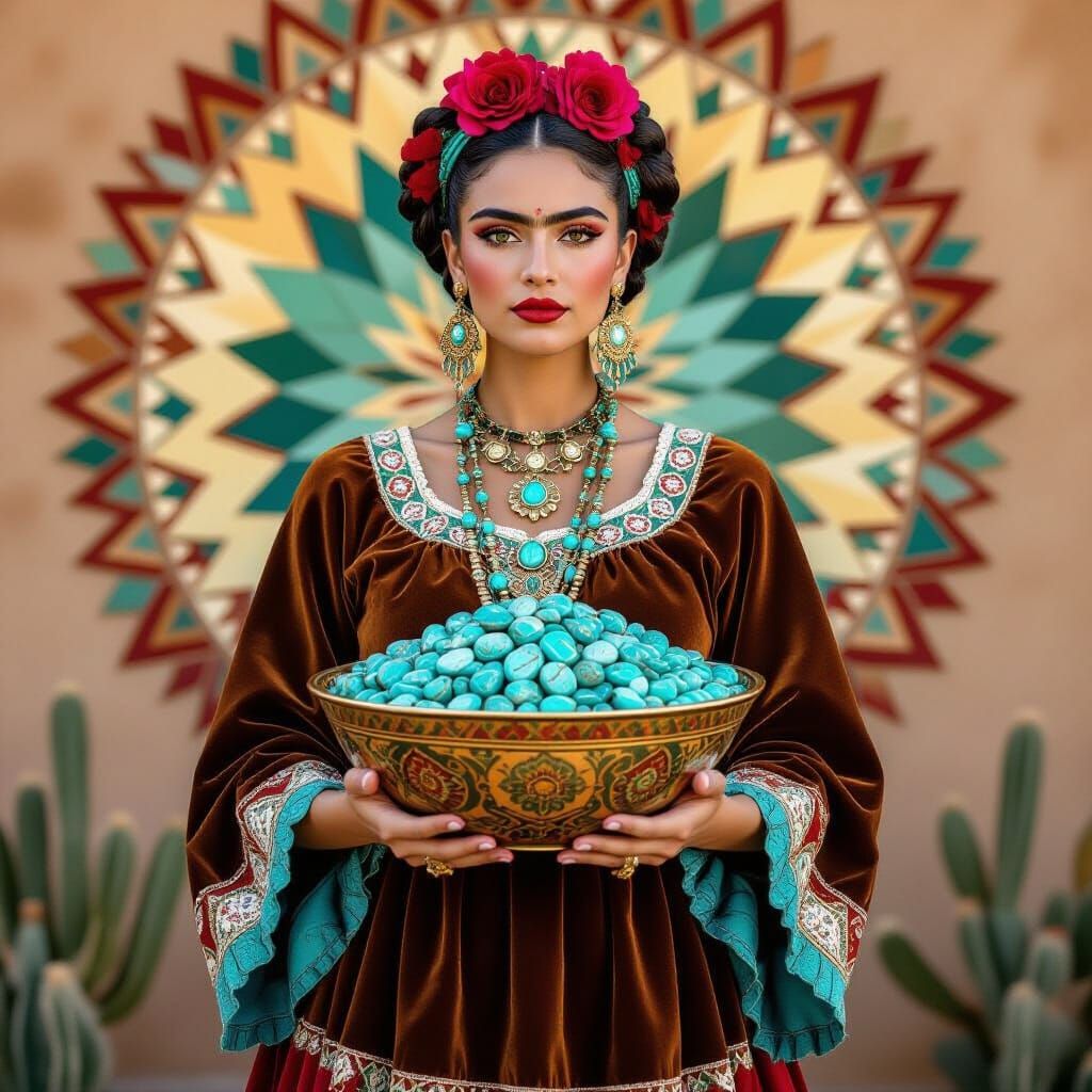 Turquoise Goddess in Southwest Landscape