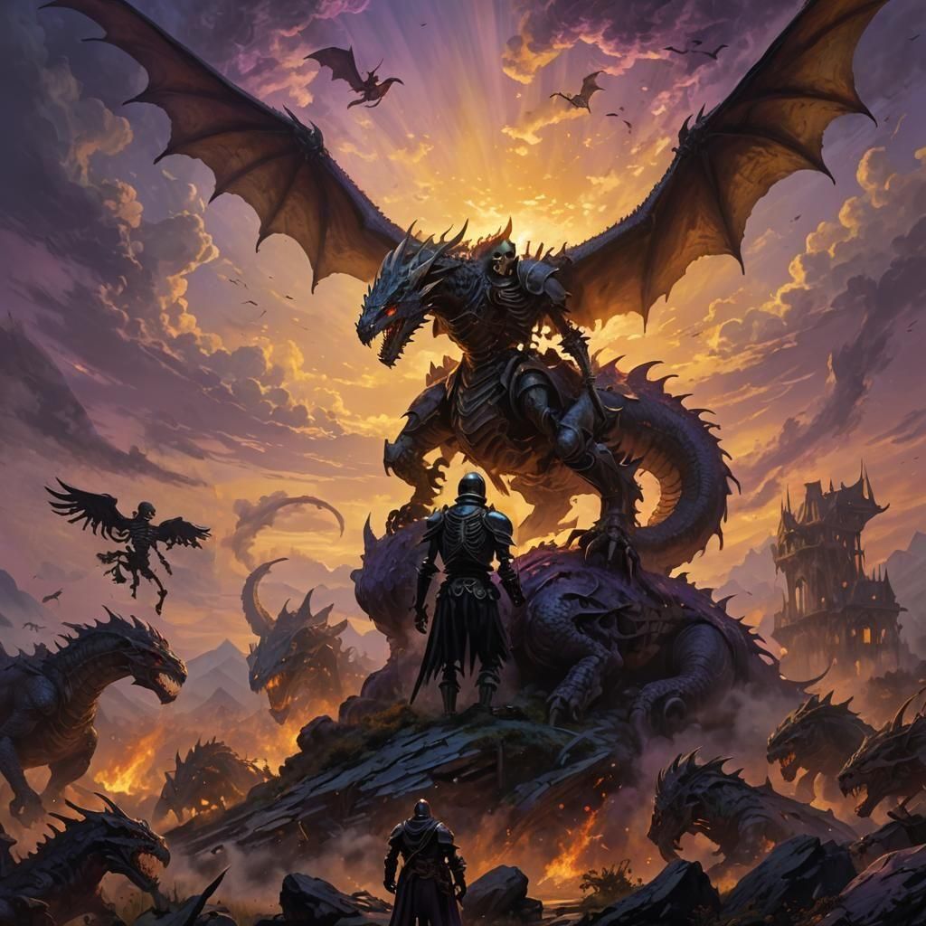 Knight vs Monster: Impressionistic Dark Fantasy Battle