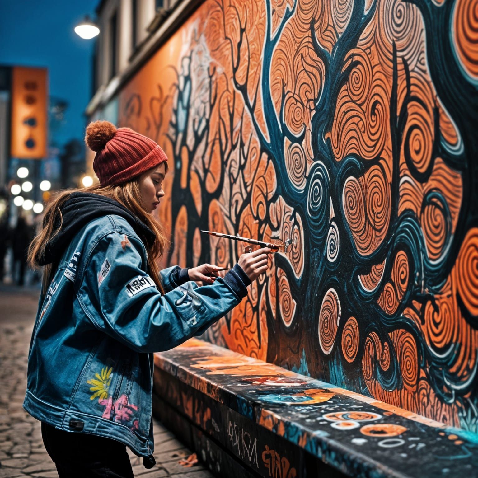 Graffiti Artist Creates Cinnamon Roll Art at Night