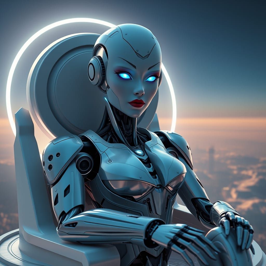 Regal Cyberpunk Robot Goddess Reigns Supreme