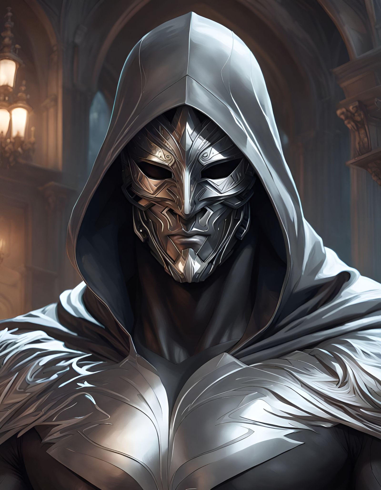 Masked Vigilante in Hyperdetailed Dark Portrait