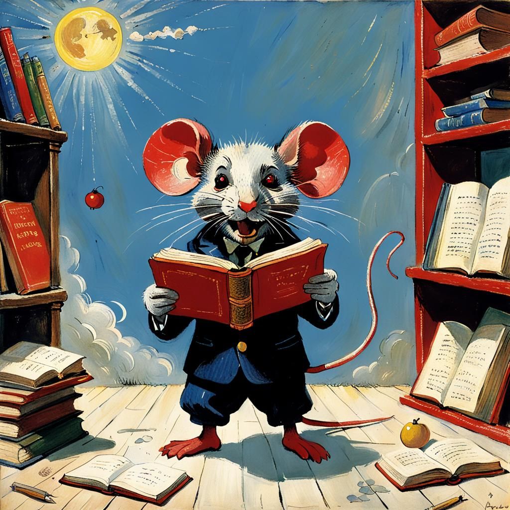 Angry Mouse Storybook Illustration in Expressionist Style