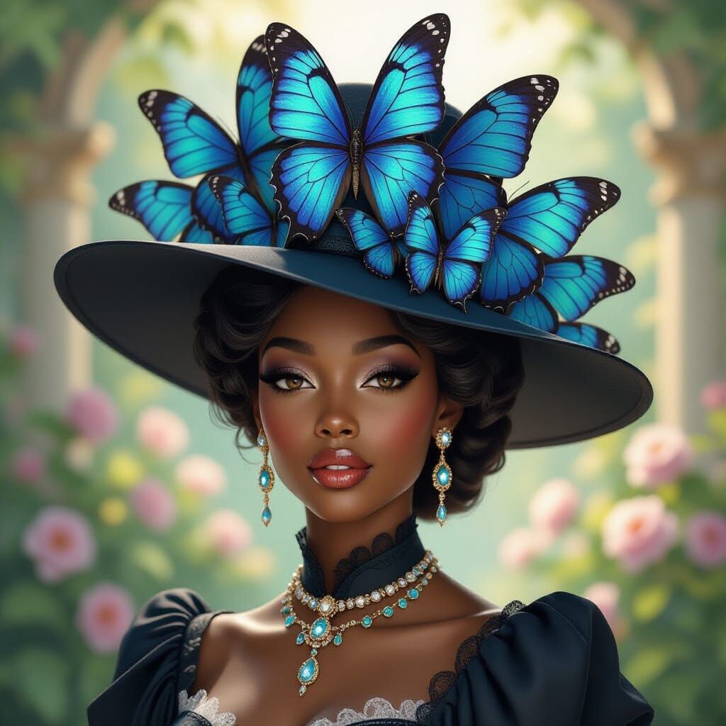 Animated Black Queen in Butterfly Wing Hat