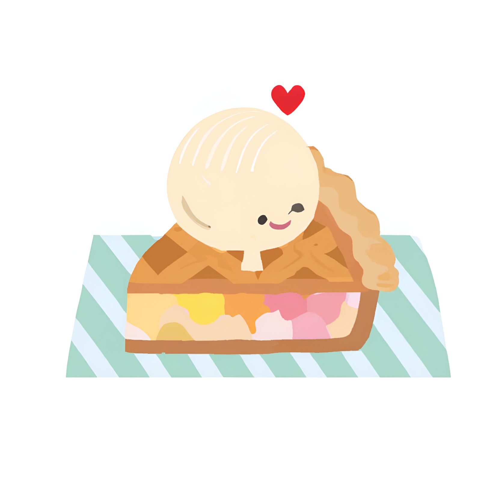 Colorful Kawaii Slice Of Pie A La Mode
