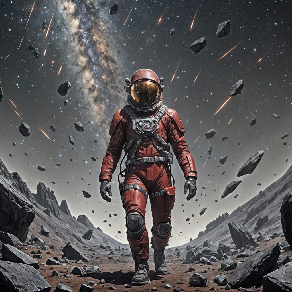 Crimson Pilot Navigates Asteroid Field