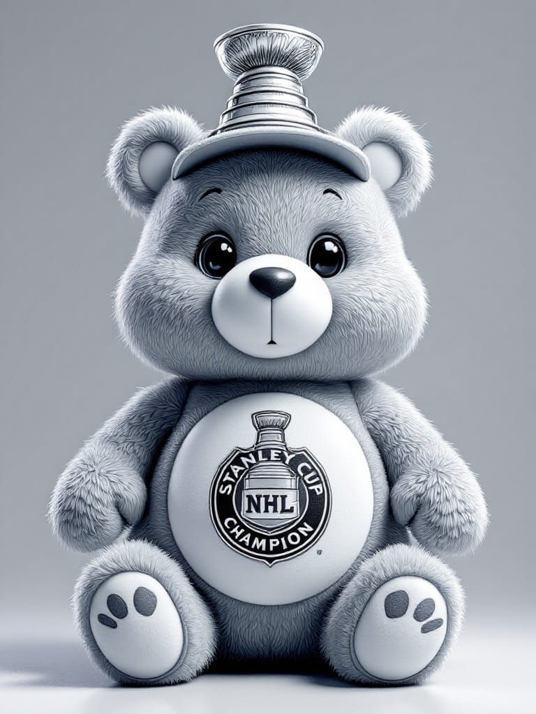 Stanley Cup Care Bear in Cyberpunk Style