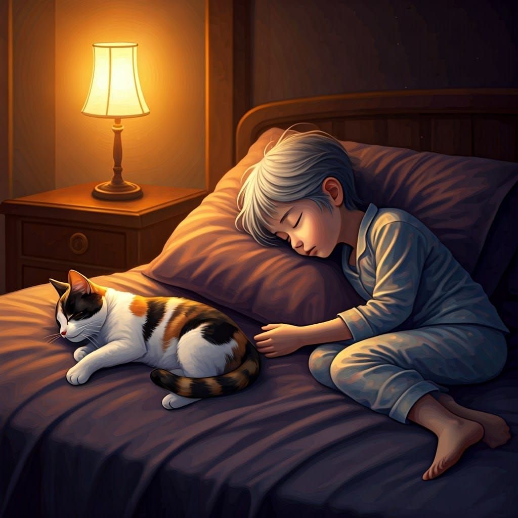 Sleepy Friends in a Cozy Cyberpunk Scene