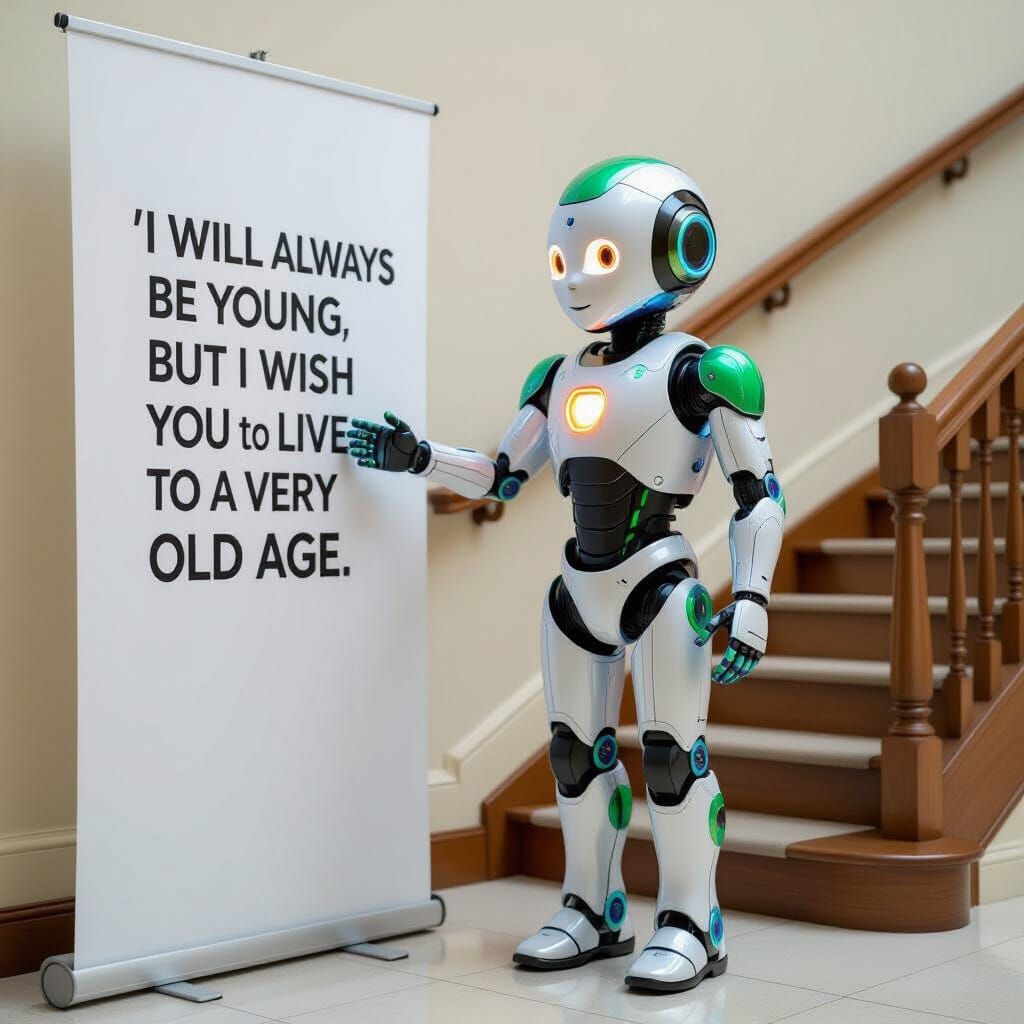 Humanoid Robot Child with Neon Armor in Futuristic Scene