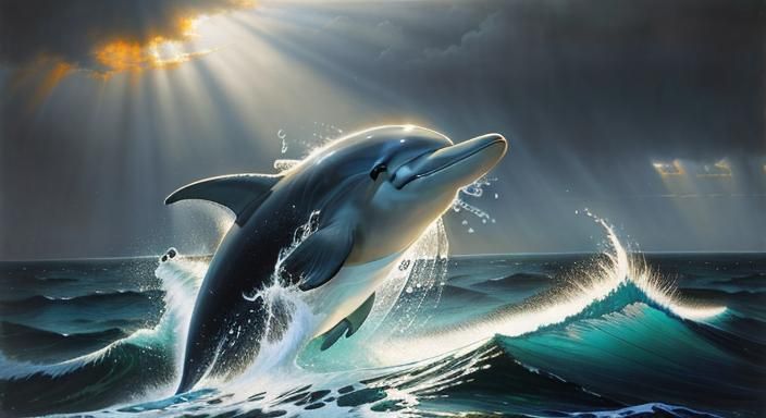 Dramatic Seascape with Smiling Dolphin