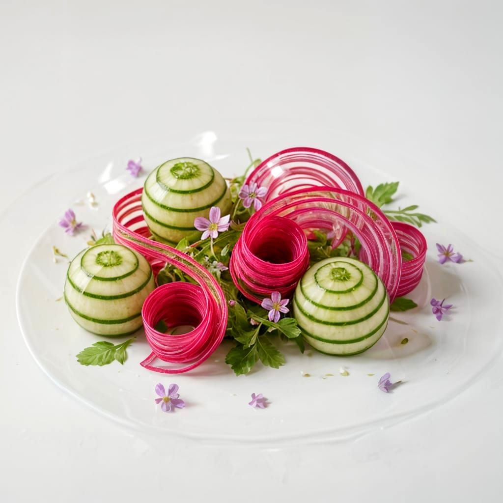 Artistic Salad Still Life with Emerald Oil