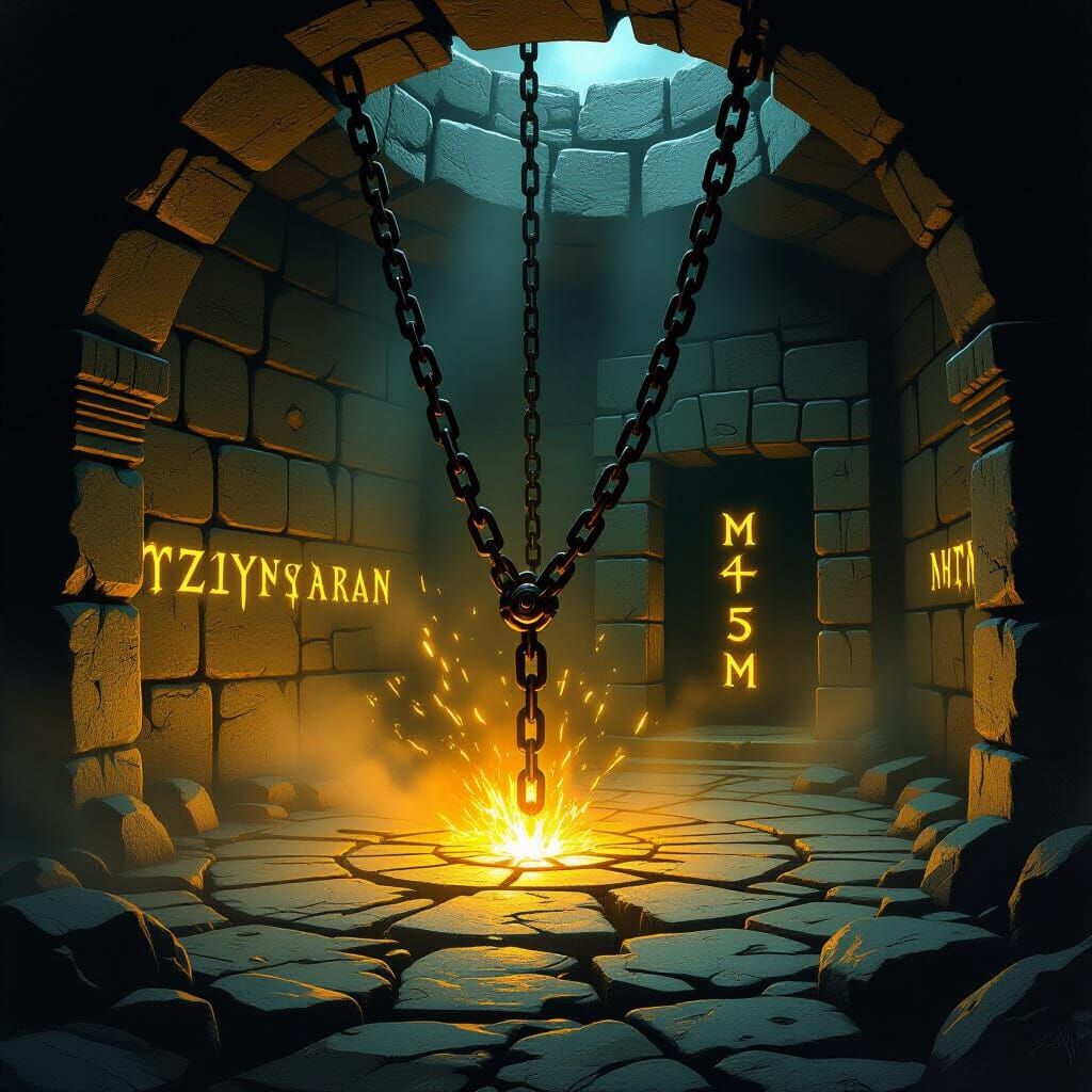 Ancient Chamber Trap Springs with Eerie Glowing Runes