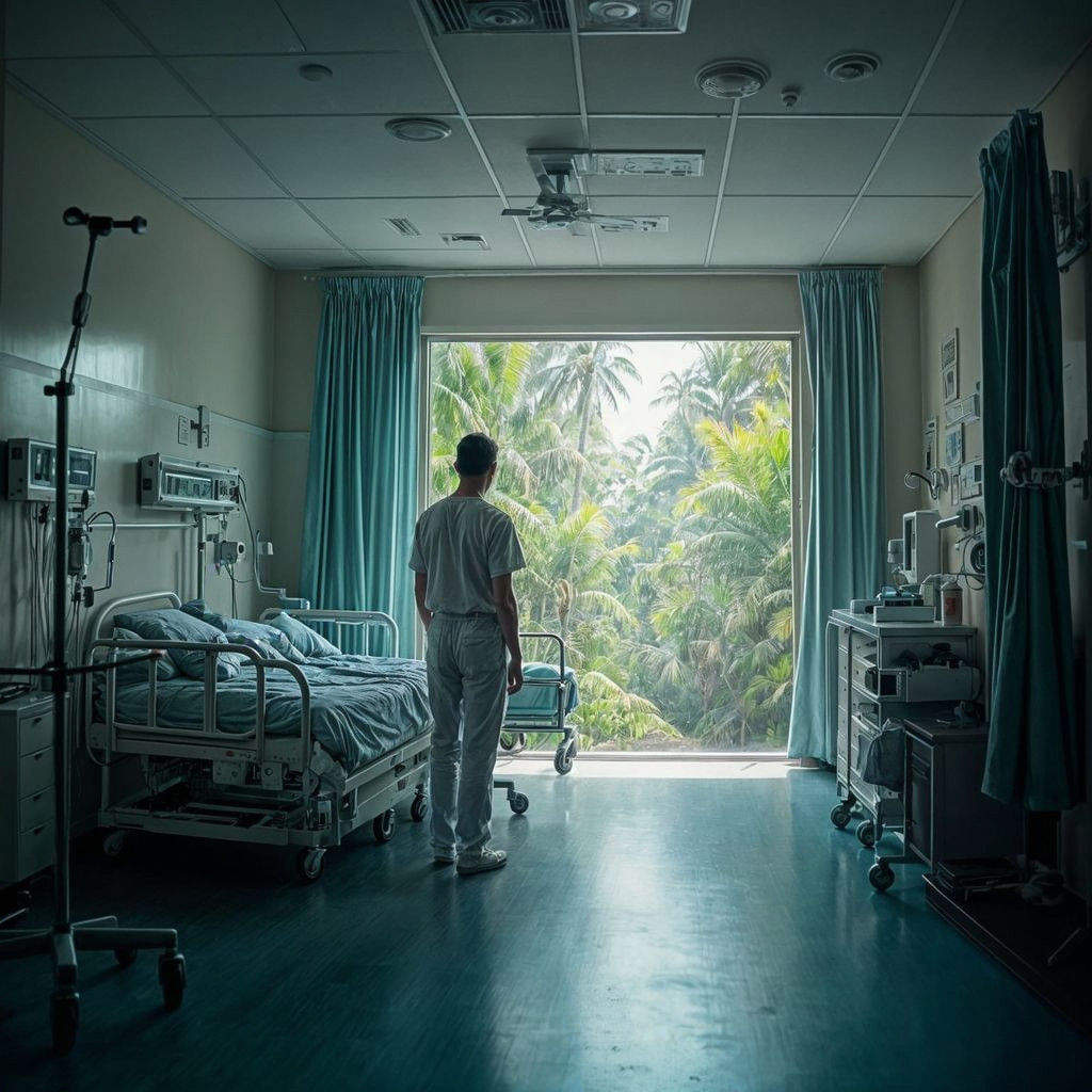 Ethereal Hospital Oasis in Cinematic 35mm Film