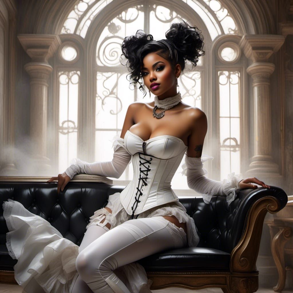 Beautiful Nigerian Woman Portrait in Gothic Art Style
