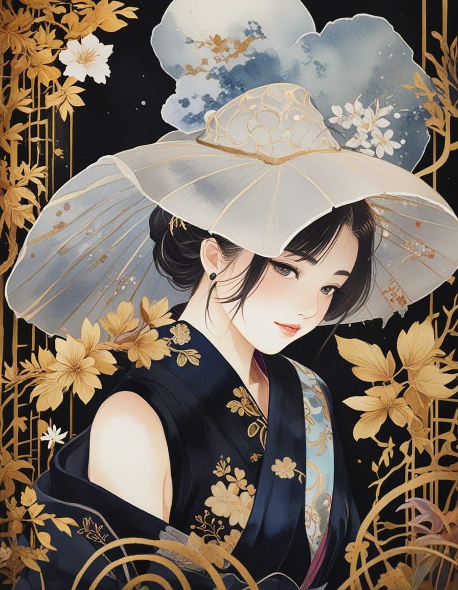 Serene Japanese Goddess in Elegant Kimono