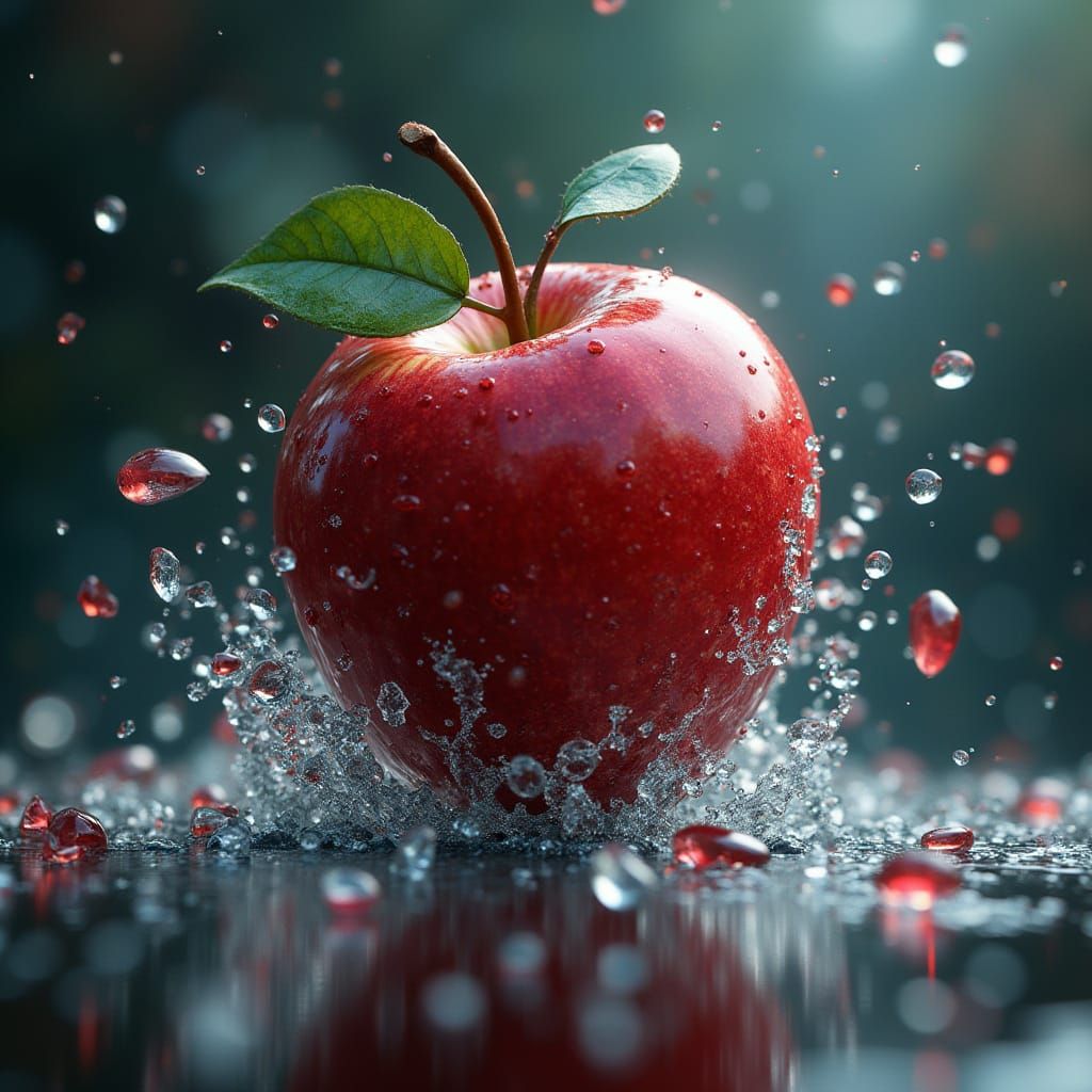 Glass Apple Shatters in a Splash of Color