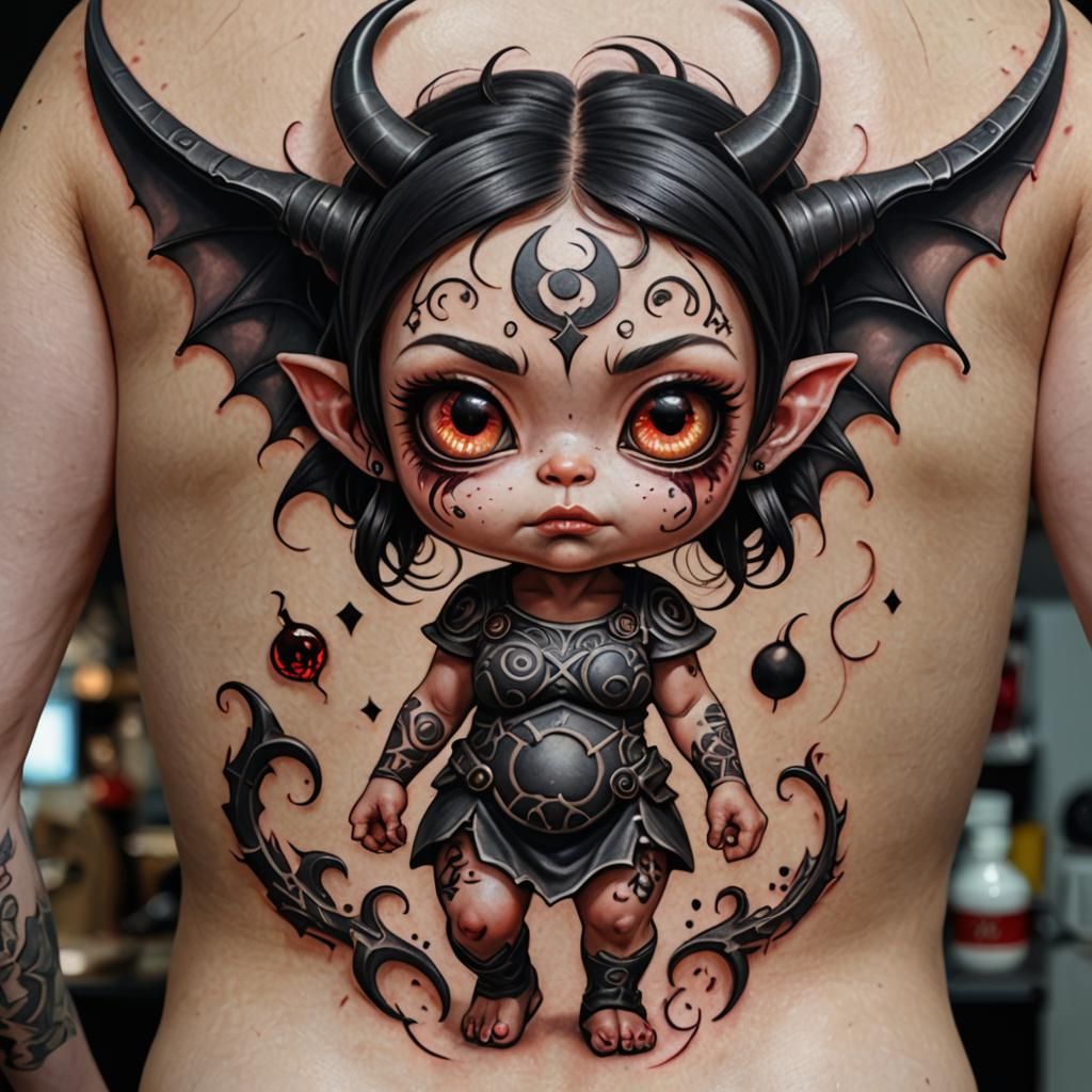 Cartoon Demon Tattoo in 3D CGI