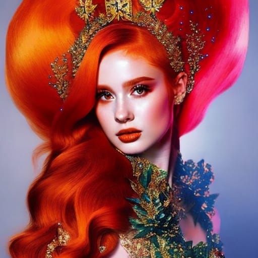 Teen Fire Princess with Gold Crown in Volcanic Pit