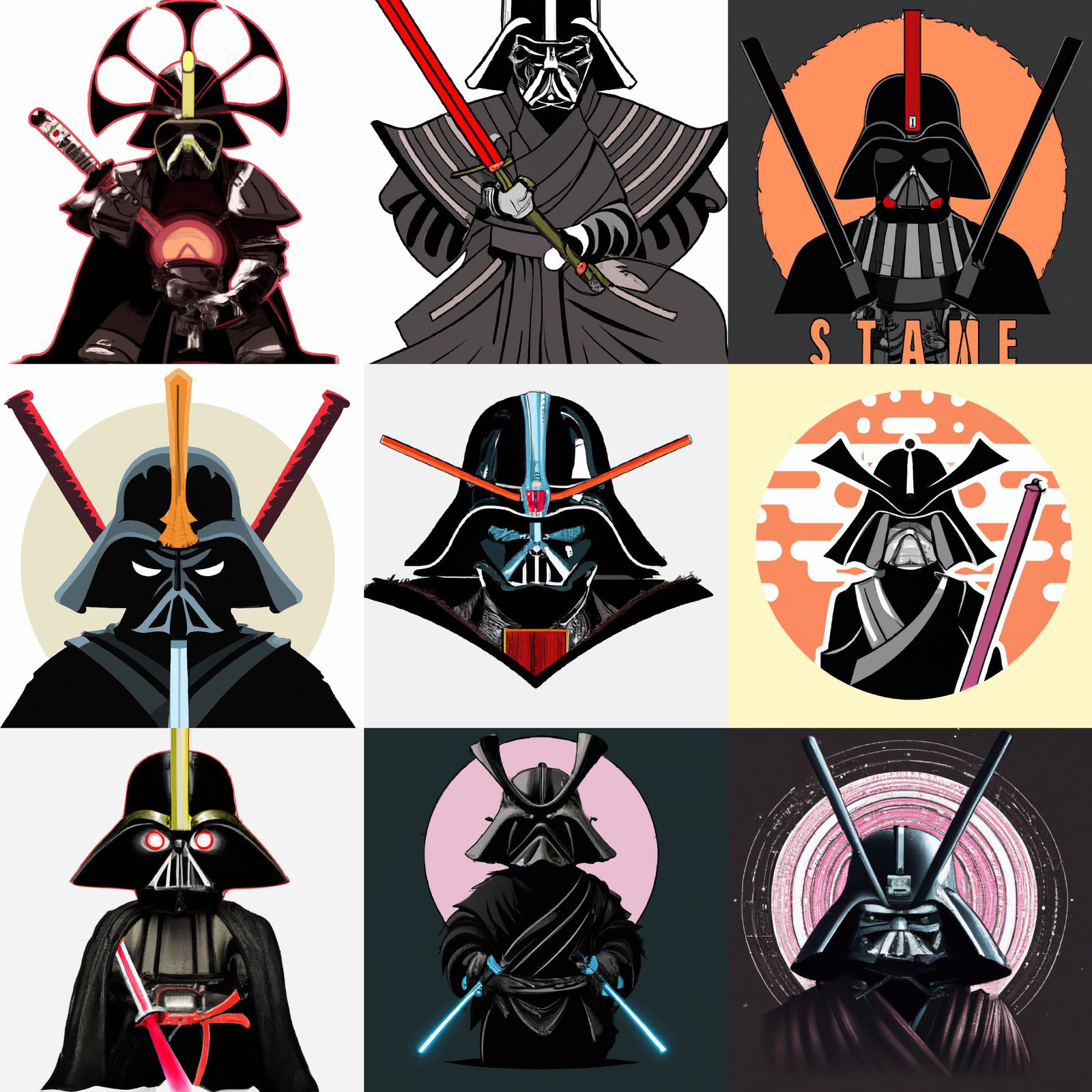 Samurai Darth Vader Fusion Illustration