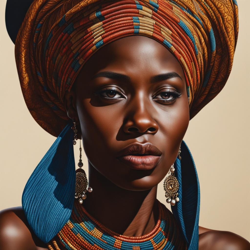 Hyperrealistic Portrait of African Woman
