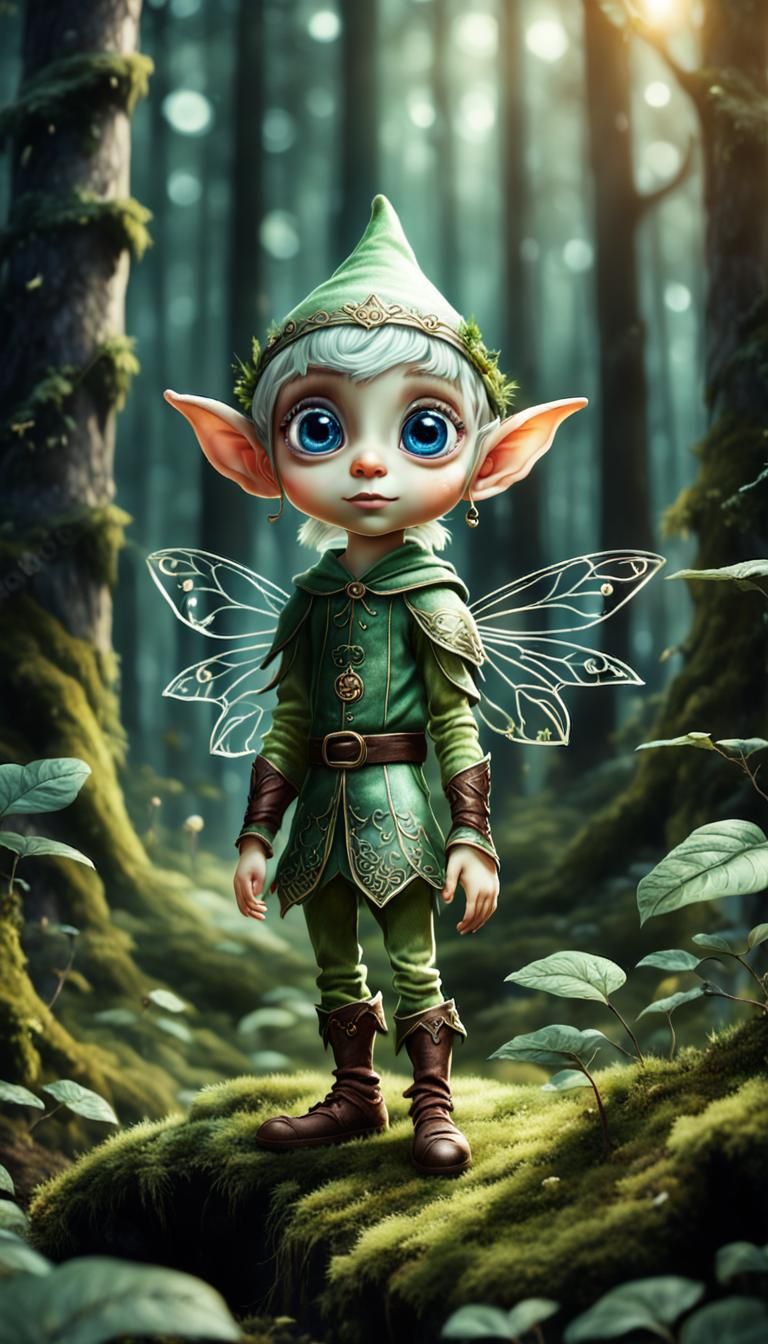 Transparent Elf in Enchanted Forest