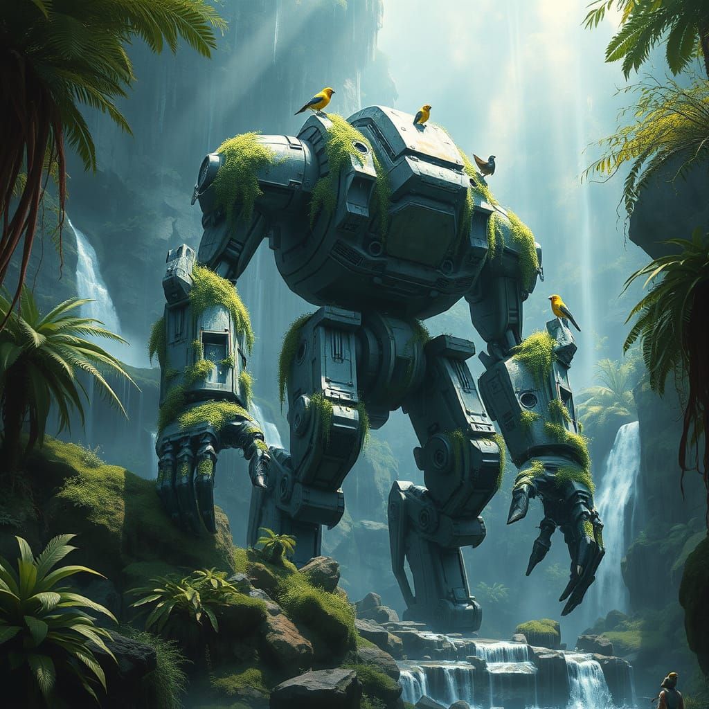 Ancient Jungle Robot Guardian in Temple