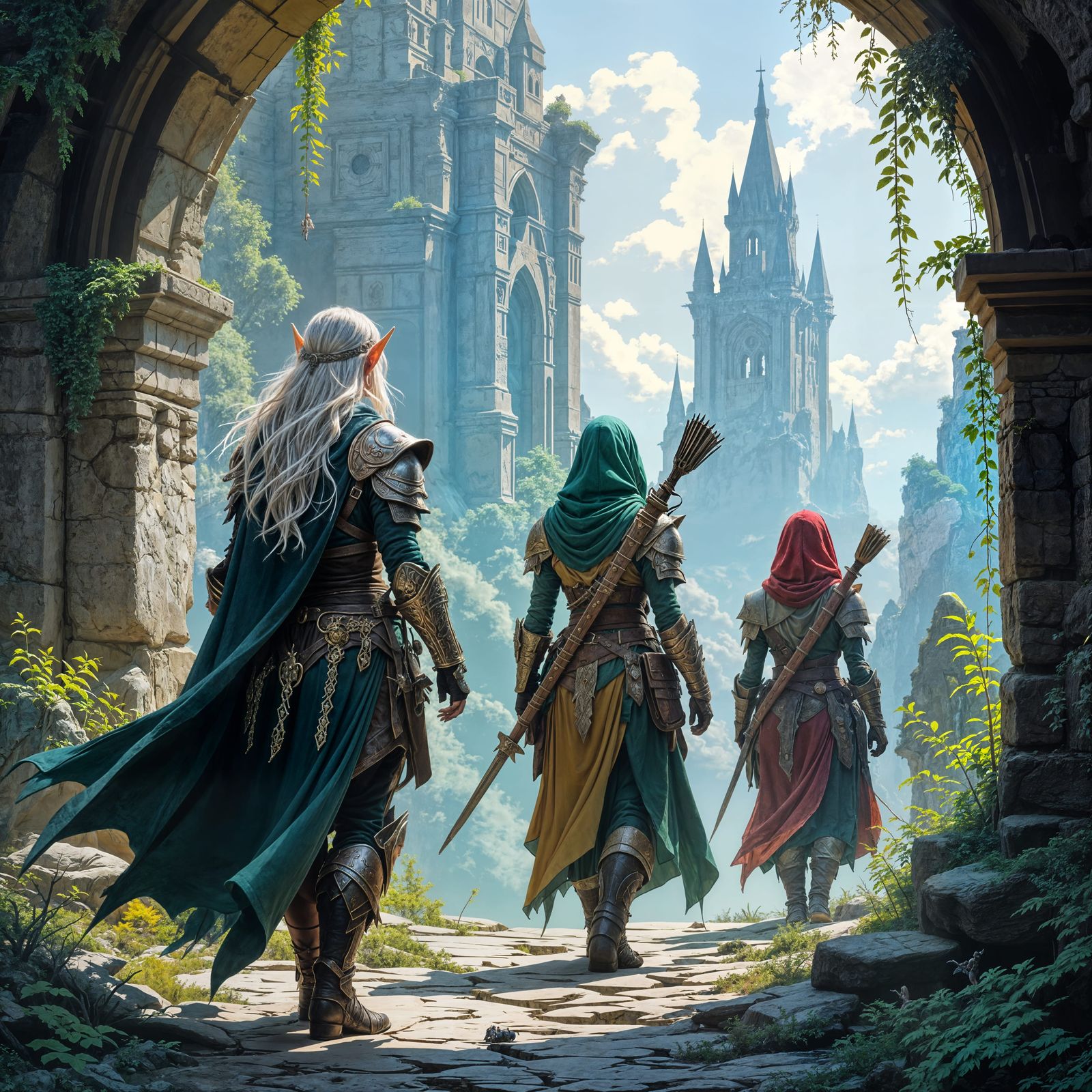 Fantasy Adventurers Uncover Ancient Ruins in a Magical Realm