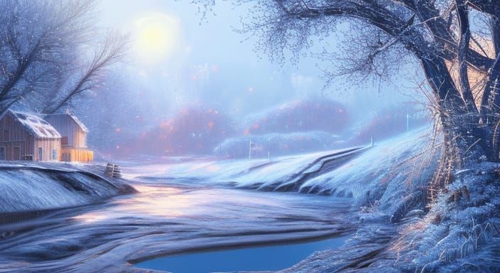 Shimmering Snowy Landscape in Hyperdetailed 8k