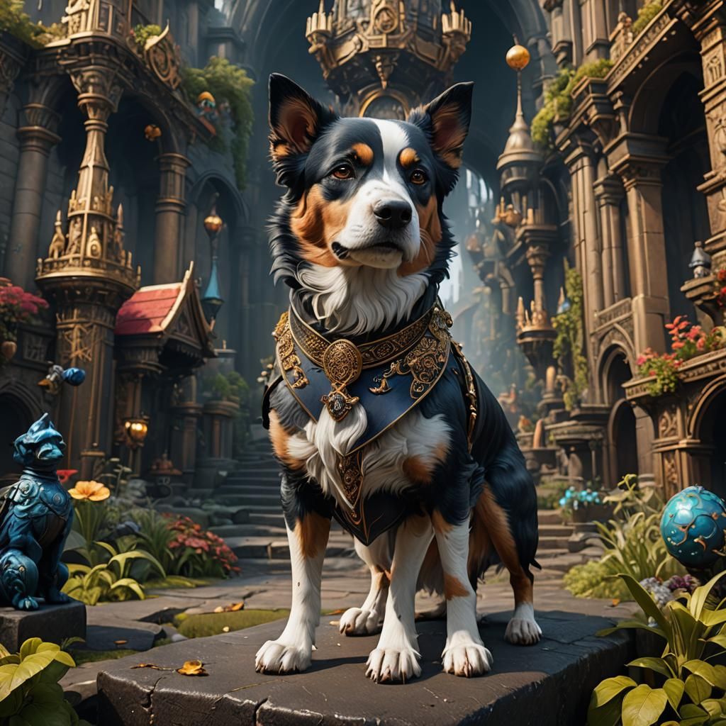 Stylish Dog in Detailed Matte Painting Style