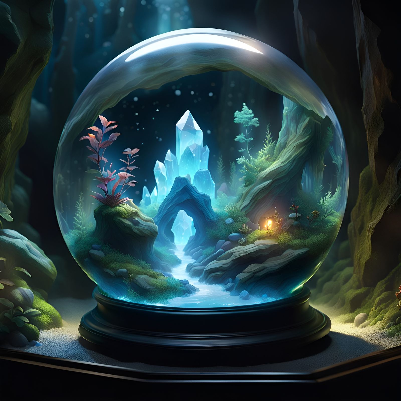 Glowing Crystal Cave Diorama in Terrarium