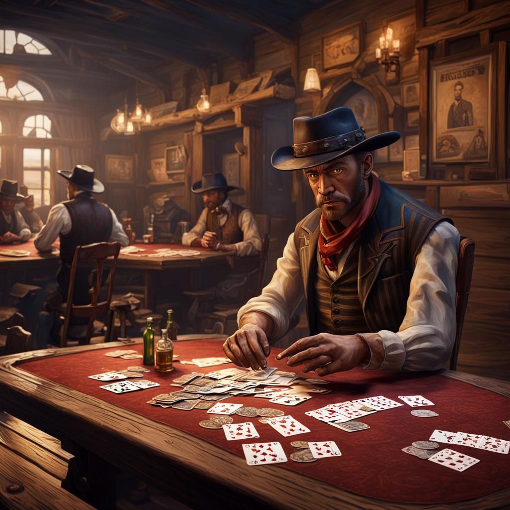 Gambler in Wild West Saloon Card Game