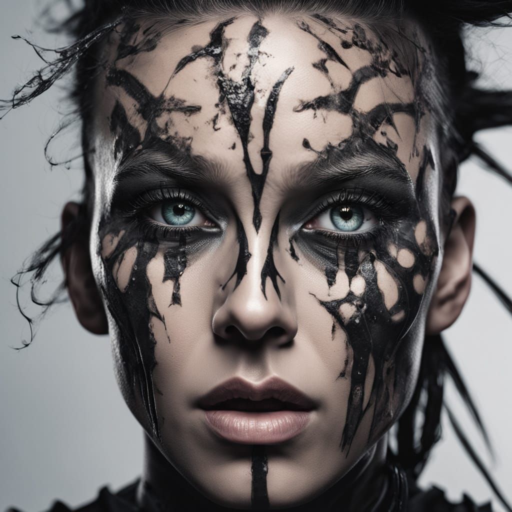 Intense Close-Up Portrait of Death Metal Artist