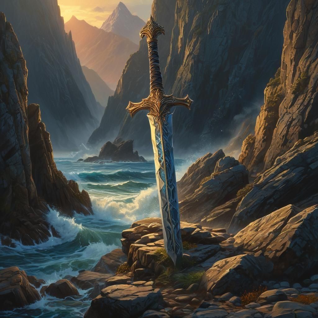 Sword in Stone Epic Landscape Painting
