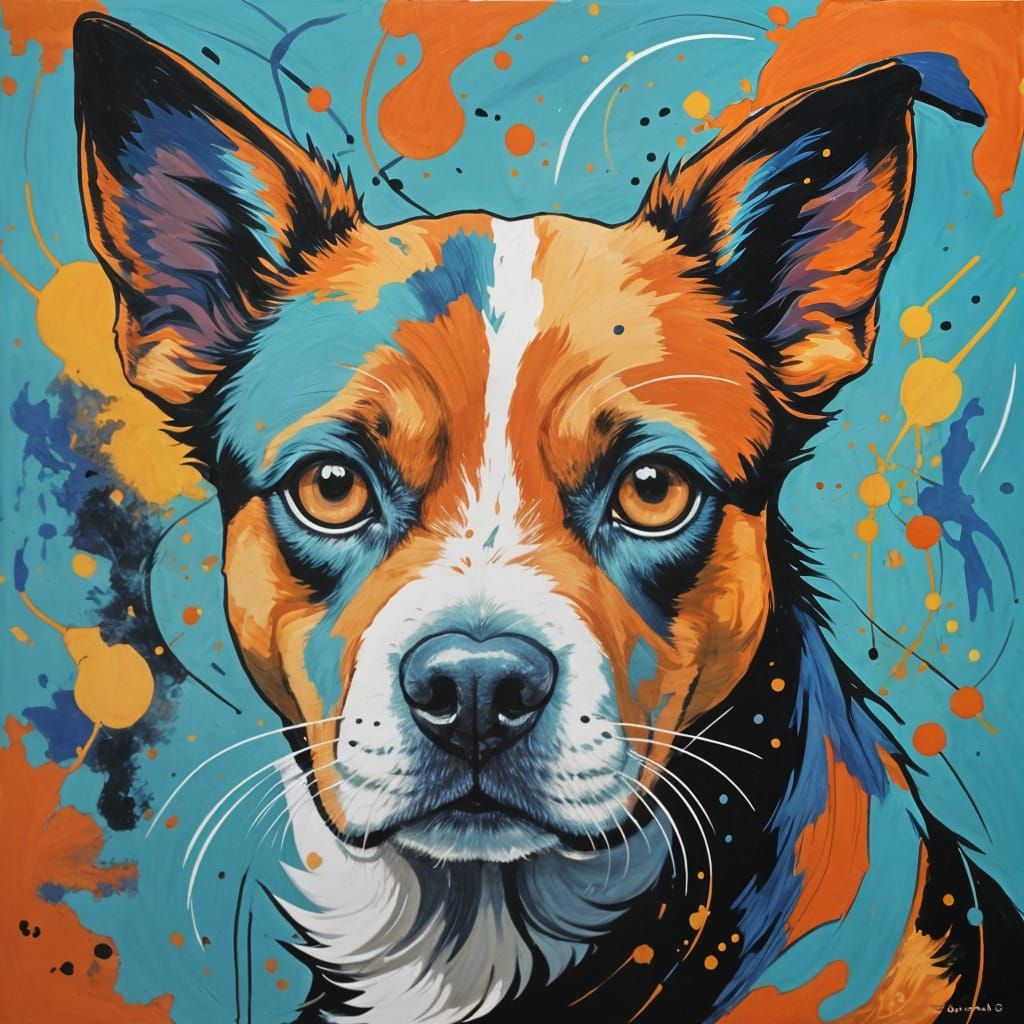 Abstract Art of Year of the Dog in Vibrant Colors