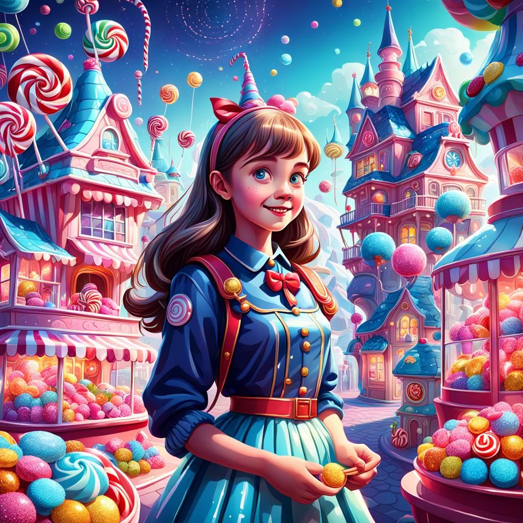 Colorful Candy Land Digital Illustration