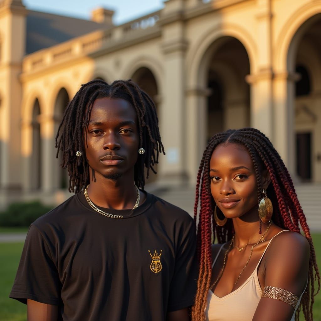 Stylish People in Front of University Library