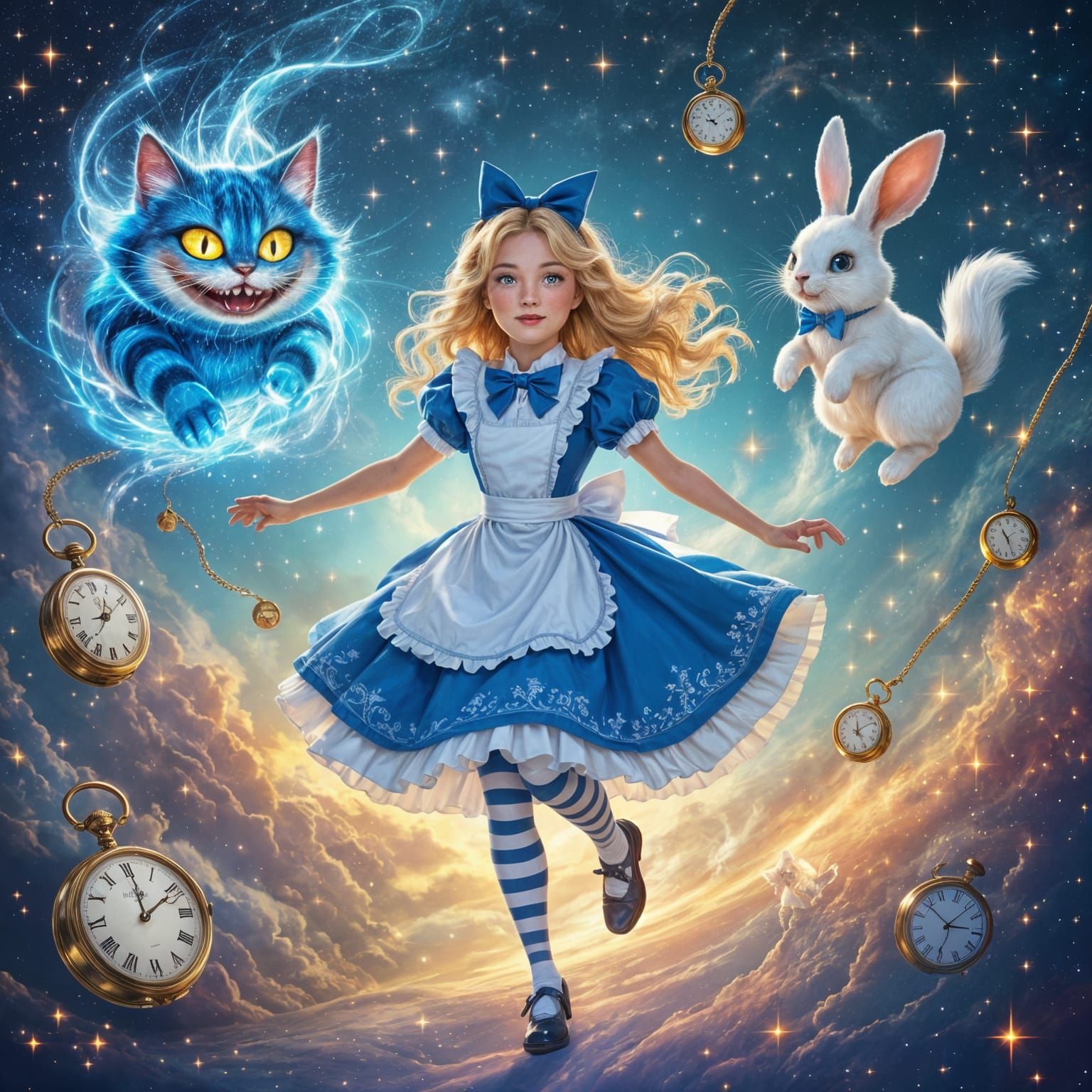 Alice in Wonderland Cosmic Dreamscape Illustration