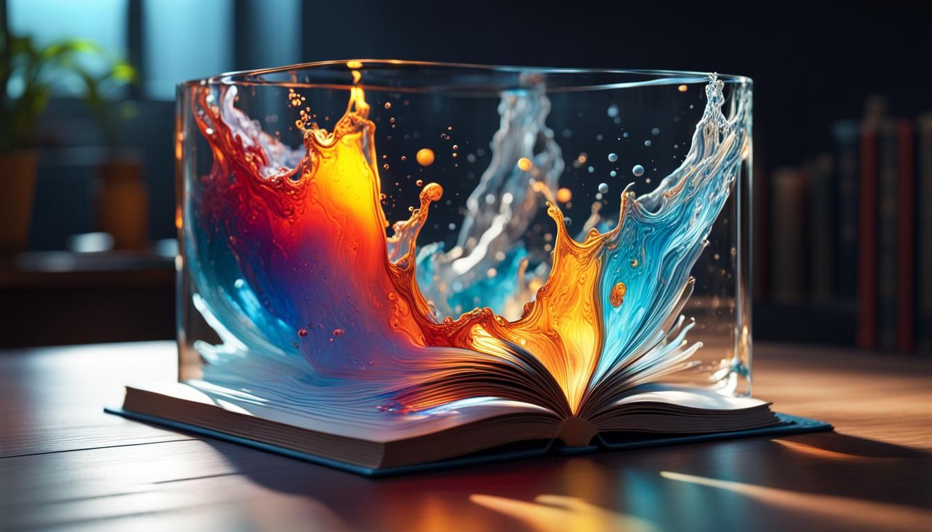 Book on Glass Table in Hyperrealistic 3D