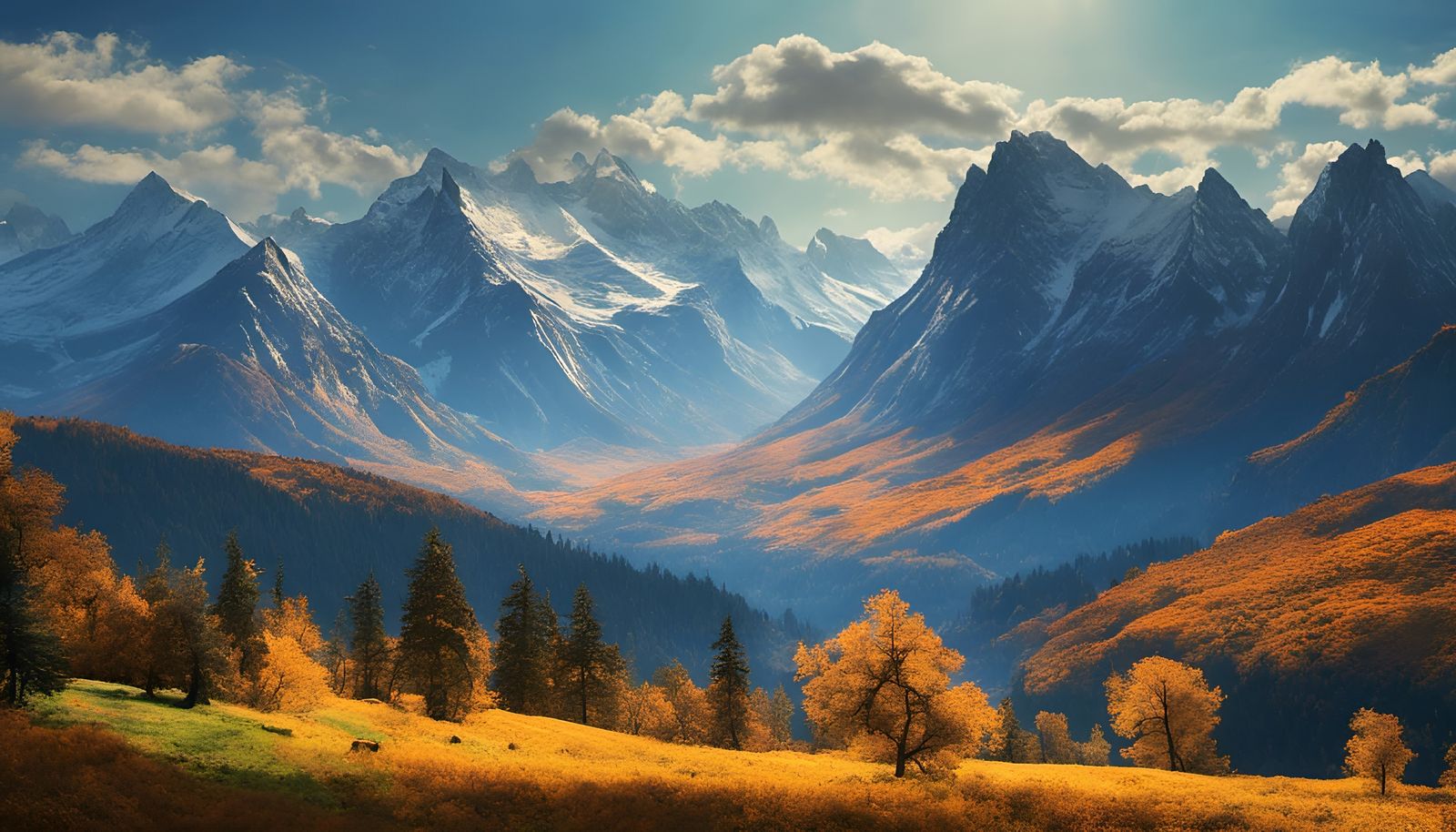 Dramatic Mountain Landscape in Romanticism Style