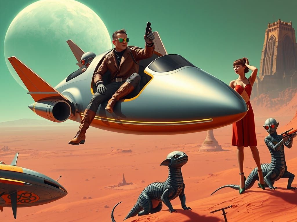 Mars Colonization in Retro-Futuristic Style