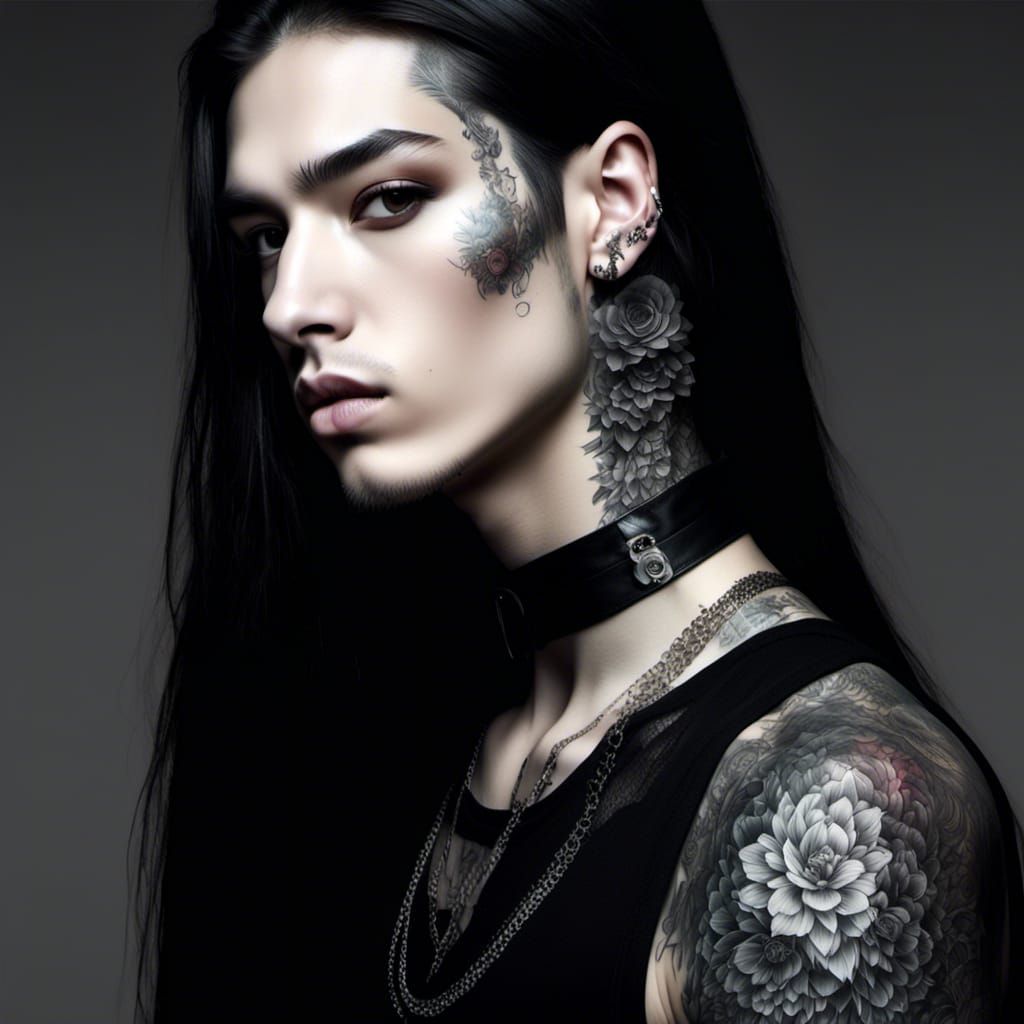 Intricate Face with Silver Lace Flowers