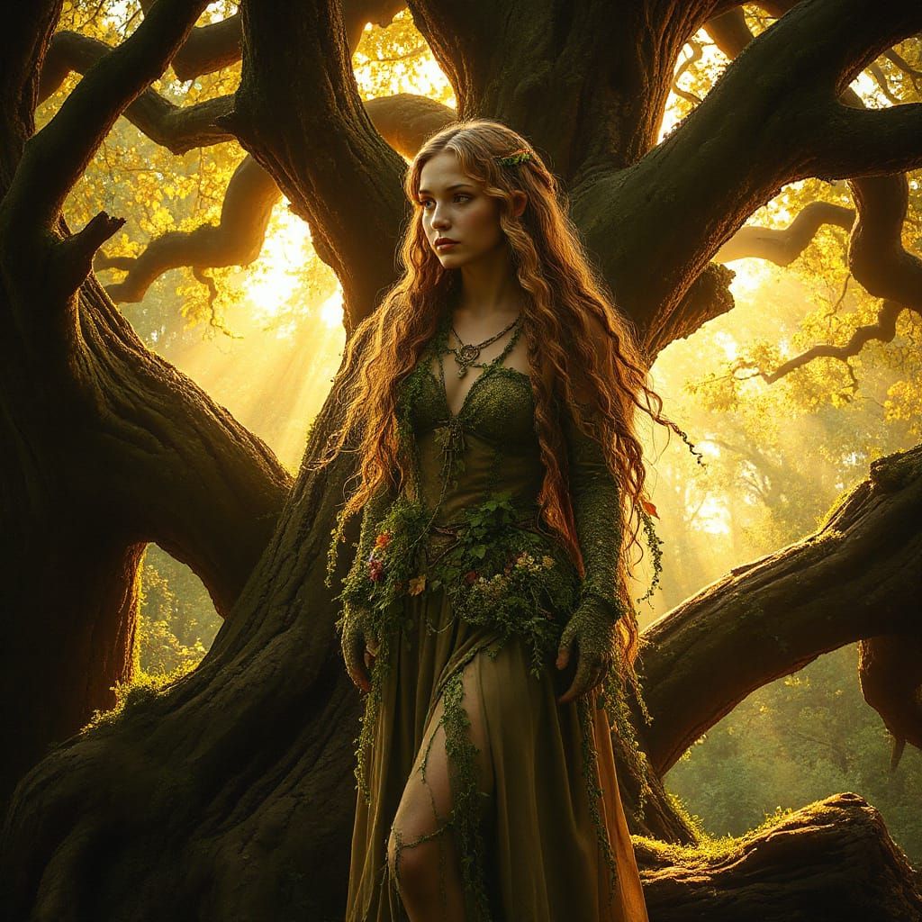 Celtic Dryad in Luminous Oil Painting Style