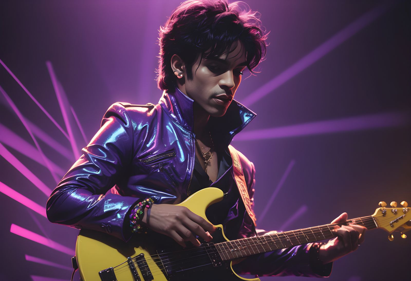 Prince Plays Electric Guitar in Iconic Style