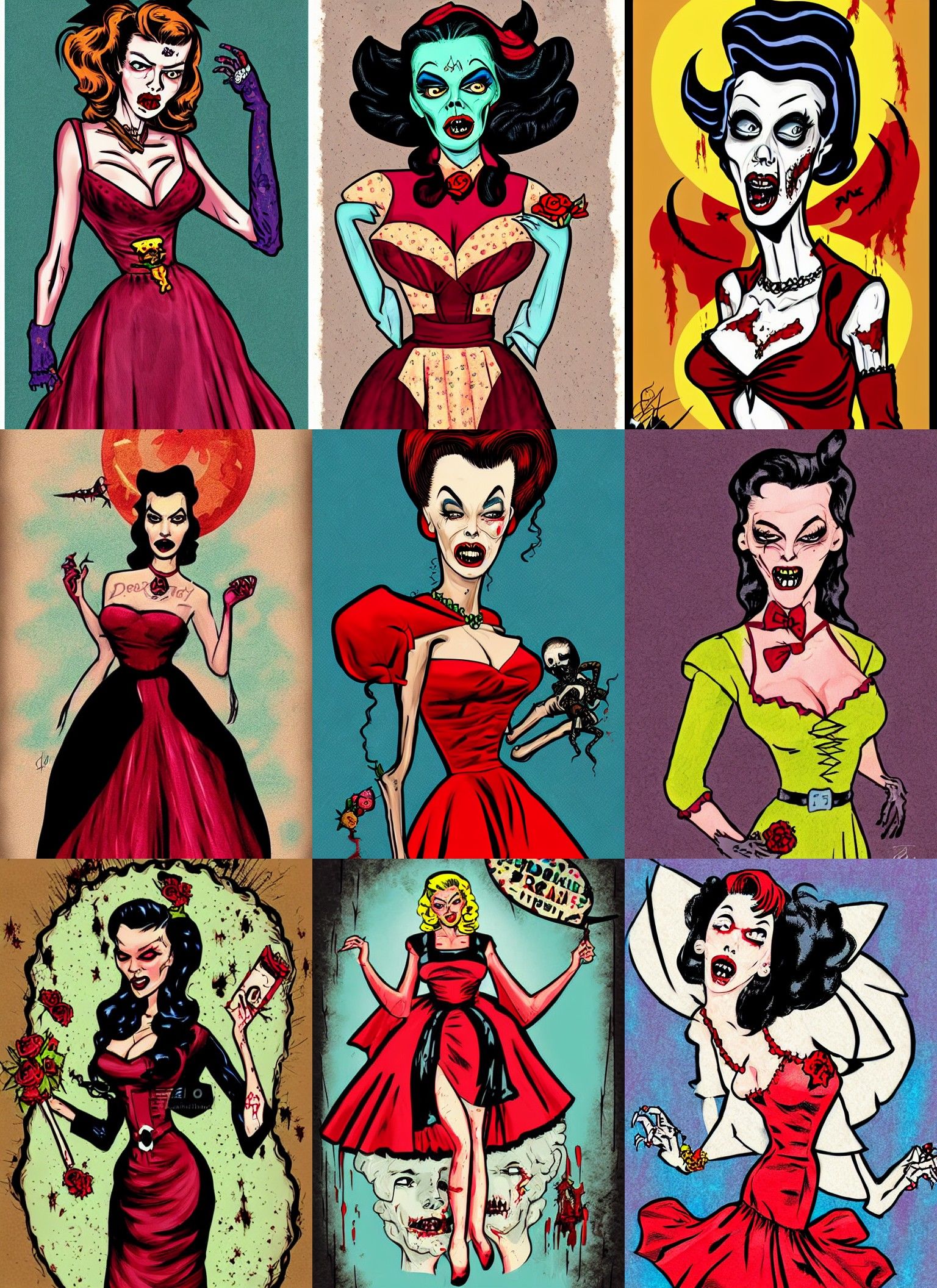 Rockabilly Zombie Bride Comic Book Portrait