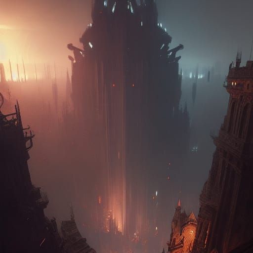 Dark Fantasy Masterpiece in Purple and Yellow